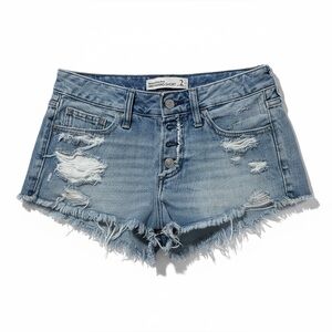 Abercrombie & Fitch Light Blue Distressed Denim Cutoff Shorts
